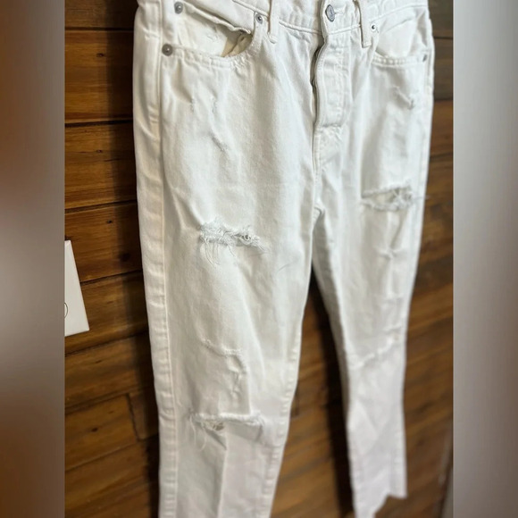 John Elliot Womans distressed raw hemmed skinny jeans color white size 26 - Picture 2 of 8